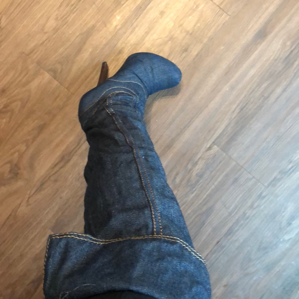 Denim BEBE over the knees Boots😬‼️